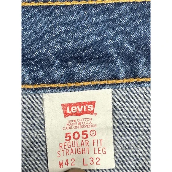 Vintage Levi's Jeans 505 Orange Tab Dark Wash Blue 42x32 Made In USA